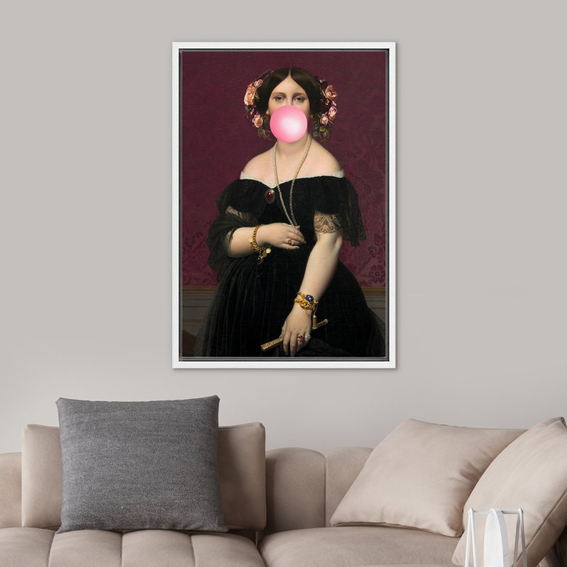 «Classic Woman Pink Bubblegum», Cadre flottant blanc, H 36 po x l 24 po