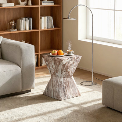 Cement Outdoor End Tables For Patio, Gardenaccent Table Faux Terrazzo Accent Table, Modern Small Round Side Tablefor Outside, Tree Stump Garden Stool Drumtable Indoor And Outdoor