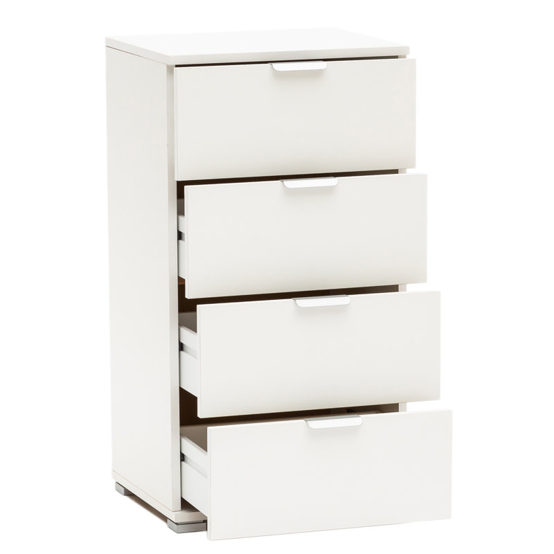 Drasner 45cm W 4 - Drawer Chest of Drawers, White Lacquered