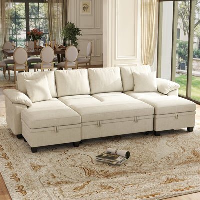 Acker 107” Convertible Sectional Sofa Bed with Hidden Storage & Ergonomic Padded Armrests