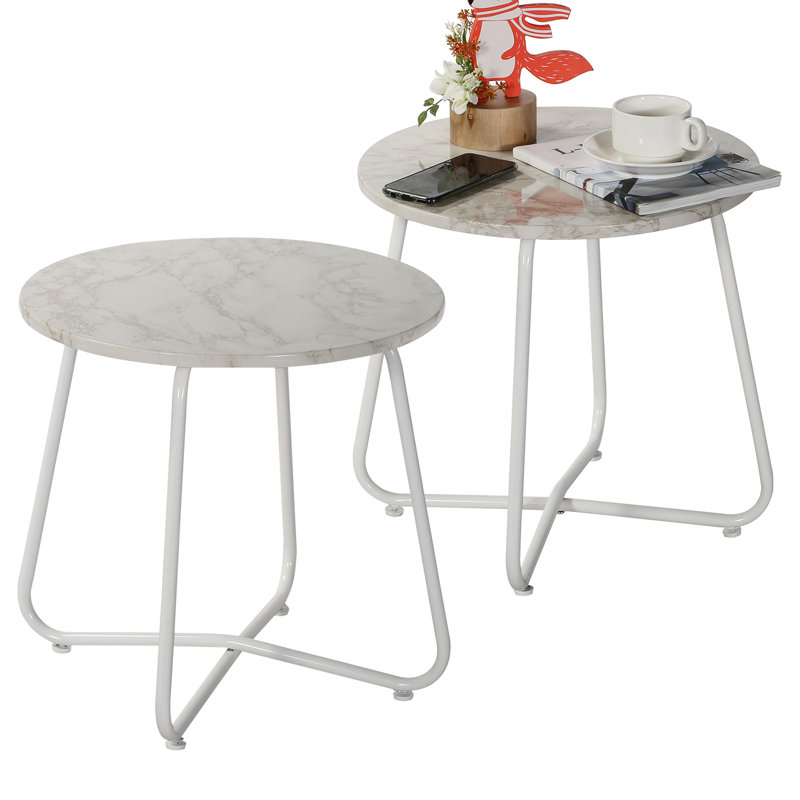 Jasenski End Table Set, White Top/White Base