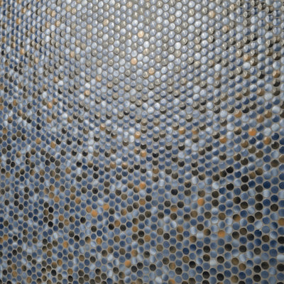 Indigo Smoke Penny Round 12 in. x 13 in. Porcelain Mosaic Floor and Wall Tile