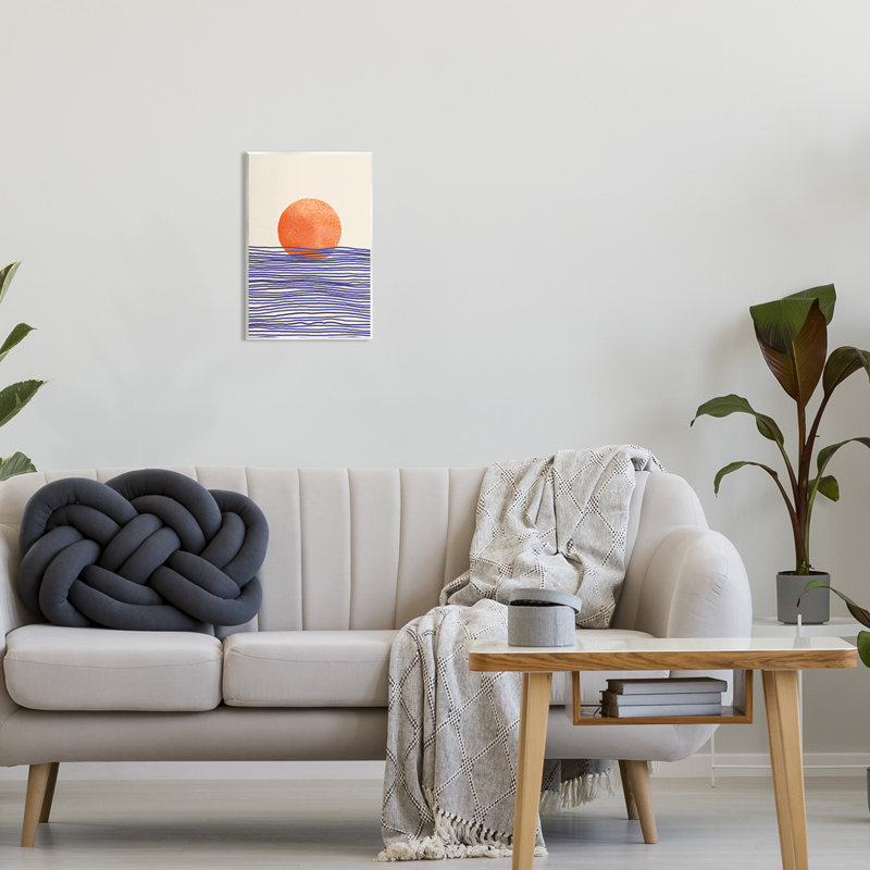 Soleil contemporain, paysage marin - impression, H 15 po x l 10 po x P 0,5 po, Bois