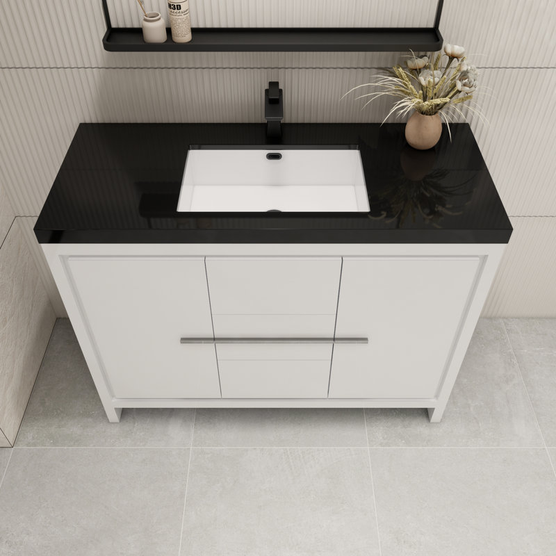 Ensemble de meuble-lavabo simple 48 po Enhaut, Blanc ultrabrillant