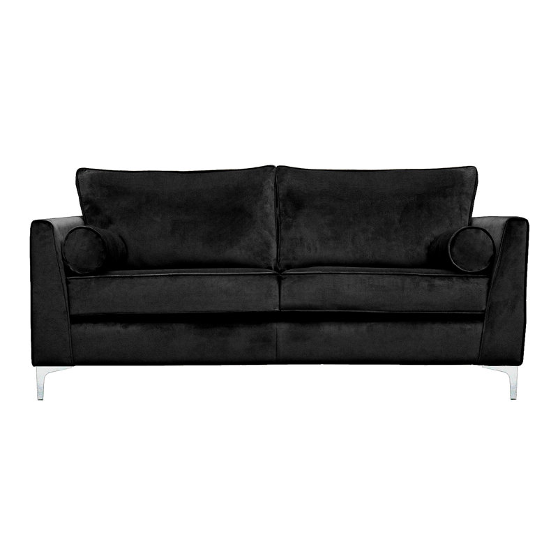 Giancarlo 3 Seater Velvet Sofa, Black