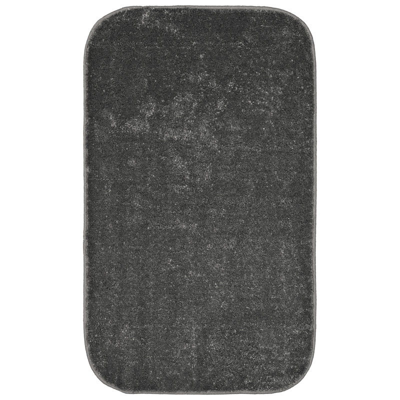 Monarrez Nylon Bath Rug with Non-Slip Backing, Cinder Gray, Single- 40" L x 24" W