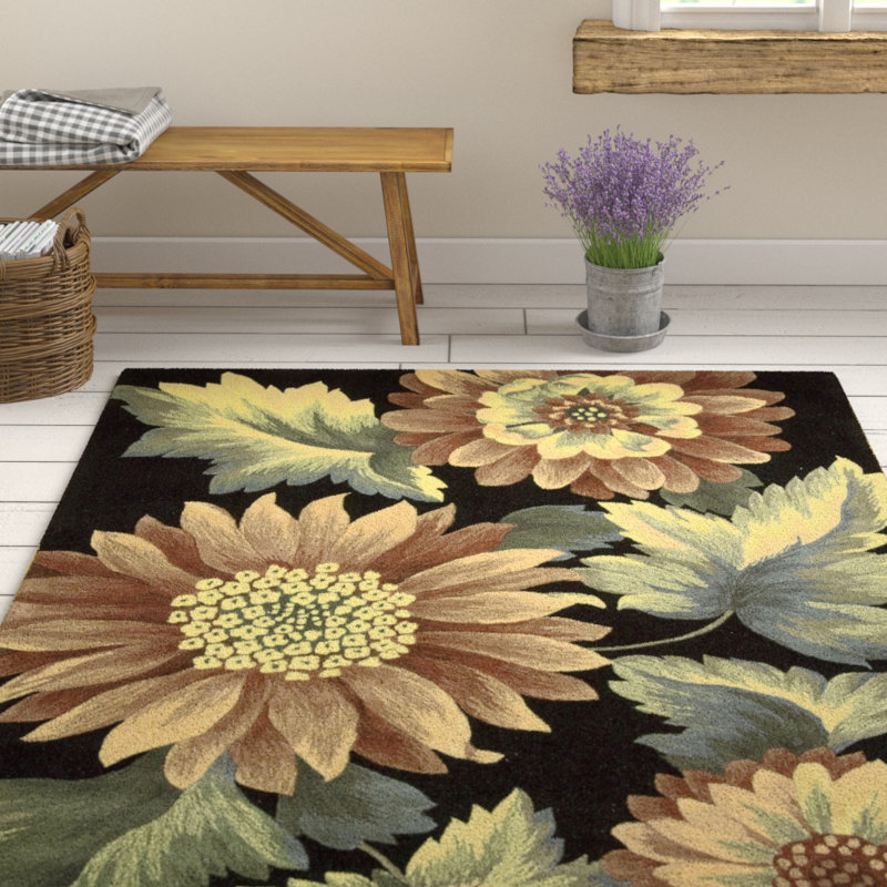 Tapis noir touffeté à la main Alarick, Rectangle 3 pi 6 po x 5 pi 6 po