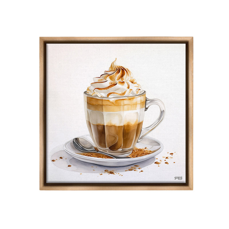 «Café Dessert Latte» sur toile, Cadre flottant orme Montalcino, H 18 po x l 18 po