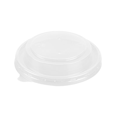 Restaurantware Plastic Lids, Pack of 200 Round Clear Lids for Bowls and Cups, Plastic Covers for Bowls and Containers of 12 and 18 Ounces, Vented, Durable, and Stackable Design