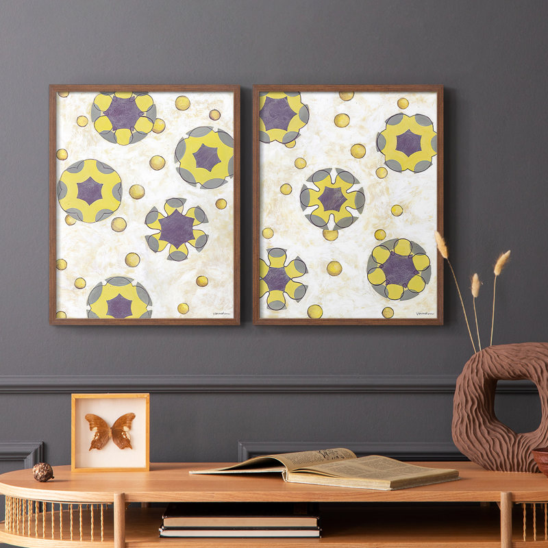 Canary Pop I-Premium Framed Print -Ready to Hang - No Nails Required - No Nails Required, Walnut, 21" H x 34" W