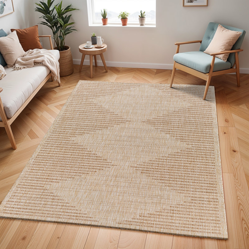 Delk Indoor & Outdoor Boho Jute-Look Rug Beige/Ivory, Rectangle 120 x 170cm