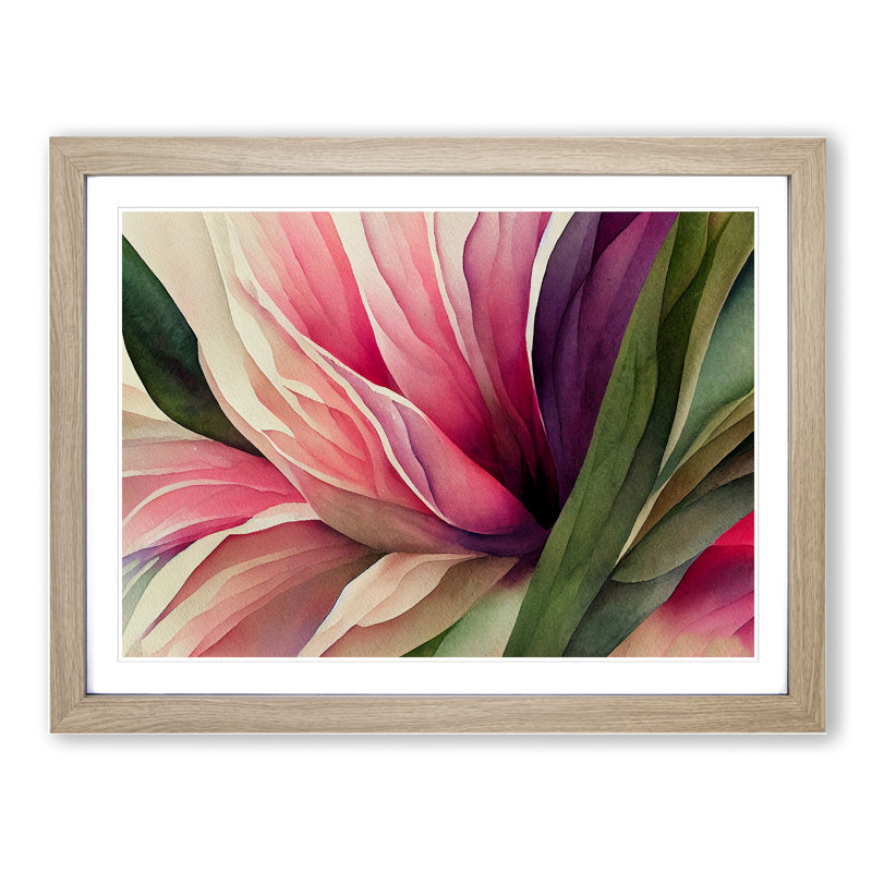 Captivating Flower - Framed Print, 46cm H x 64cm W x 2cm D, Oak