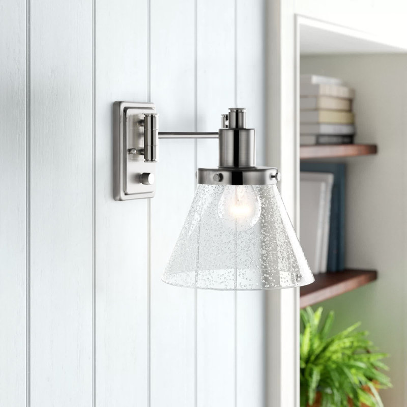 Lampe murale avec bras pivotant 1 lumière Oakpark, Nickel brossé