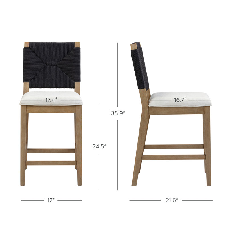 Tabouret Constance, Noir / Acajou gris, Tabouret de comptoir (siège d'une hauteur de 24 p, 1