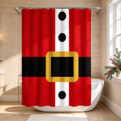 Rideau de douche de Noël 70,87 pouces, rideau de salle de bain à thème rouge et noir pour décoration de salle de bain de Noël