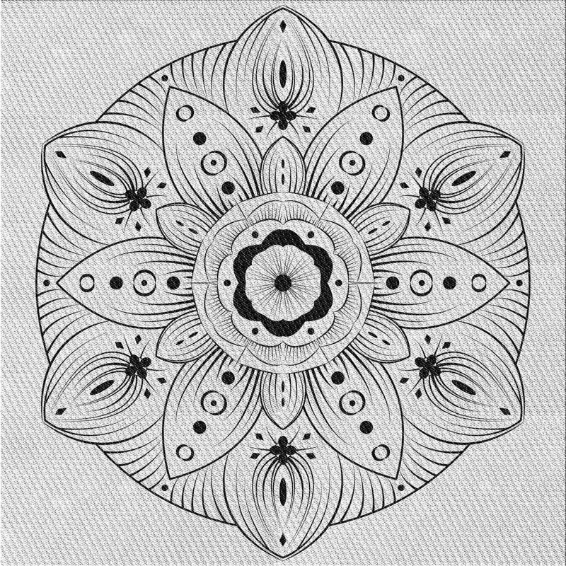 Tapis noir/gris tissé à la machine, Carré 4 pi