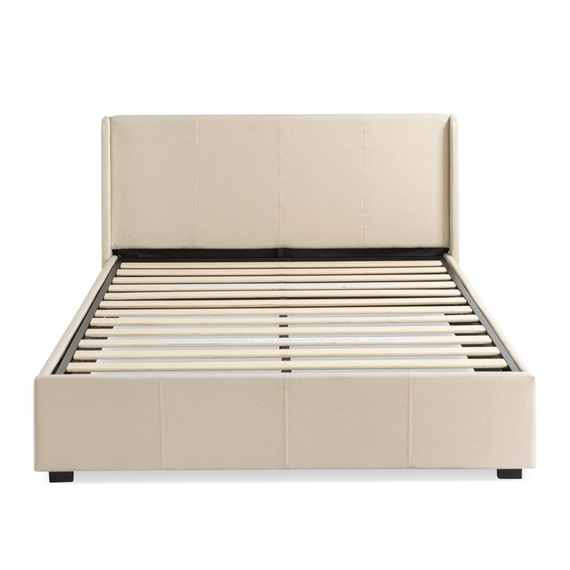 Estella Upholstered Ottoman Bed Frame, Double (4'6), Beige