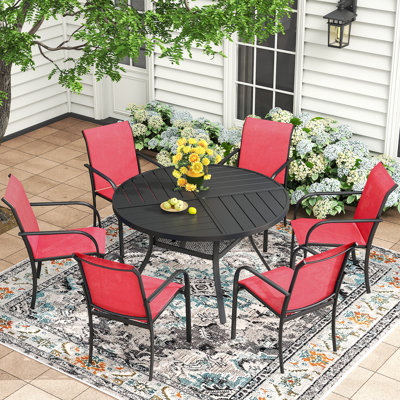 6-Person Outdoor Patio Dining Set With Round Table