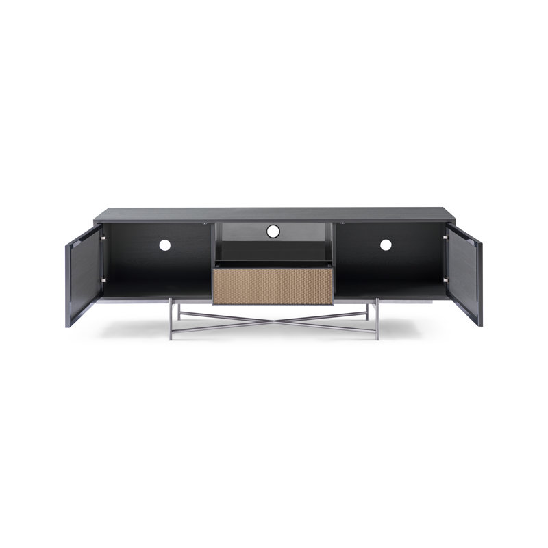 Alfredas Unfinished TV Stand for TVs up to 78", Grey/Dark Chrome