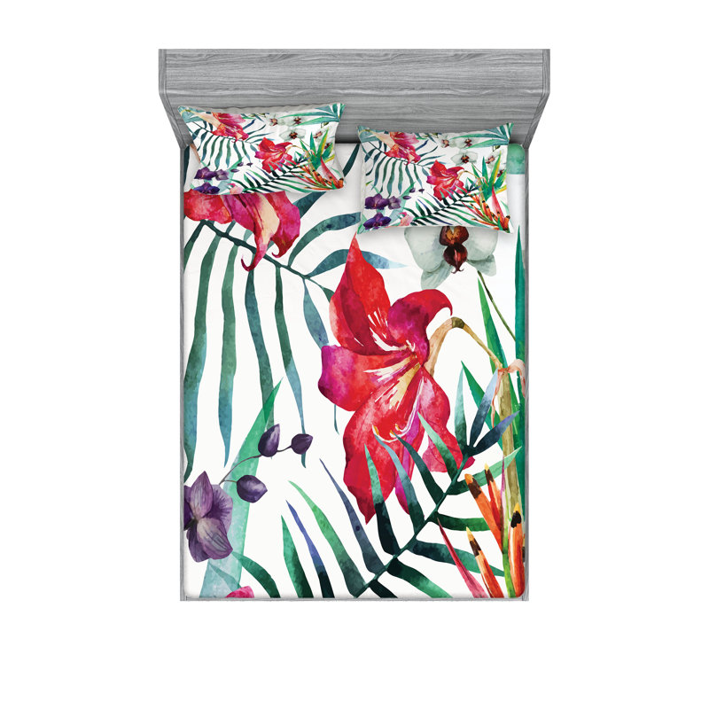 Multicolore drap-housse et taies décoratives Ambesonne, Ensemble de draps pour lit double + 5 pièces supp