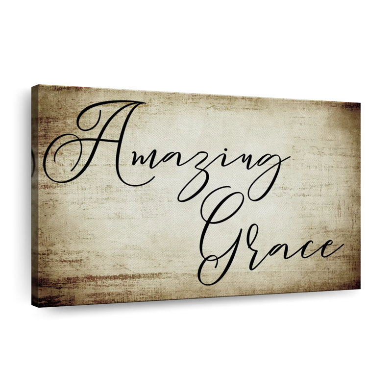 Amazing Grace Script Canvas Print, 16" H x 24" W x 1.25" D