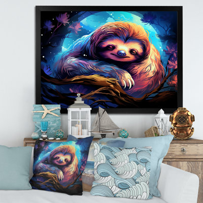 Bleu et mauve, paresseux, sérénité, sommeil - art paresseux