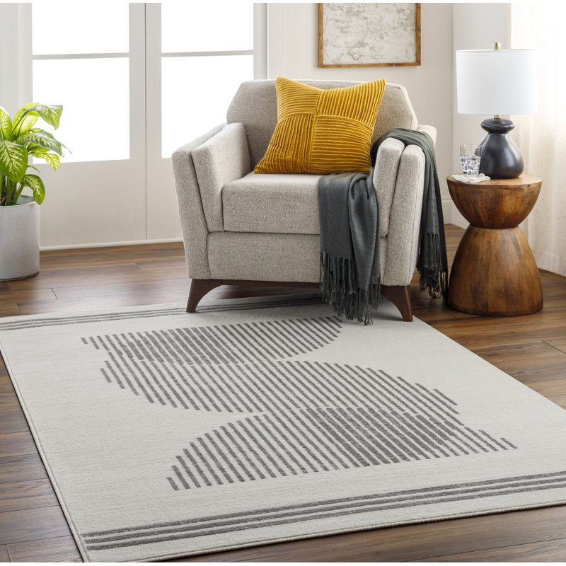 Machine Woven Cream/Grey/Ivory Indoor Rug, Rectangle 201cm x 274cm