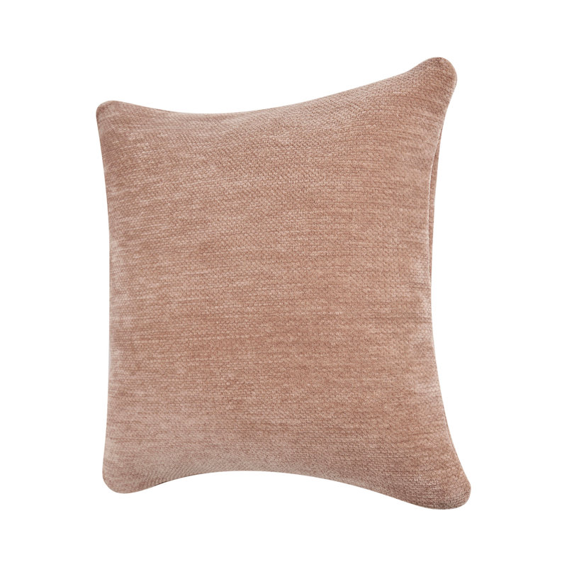 Domer Modern Turkish Solid Color Chenille Throw Pillow Cover, Beige, Square 20", Pillow Cover Only - No Insert