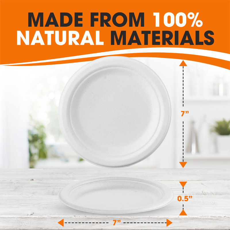 Bols en papier compostables, paquet, Blanc, 7"
