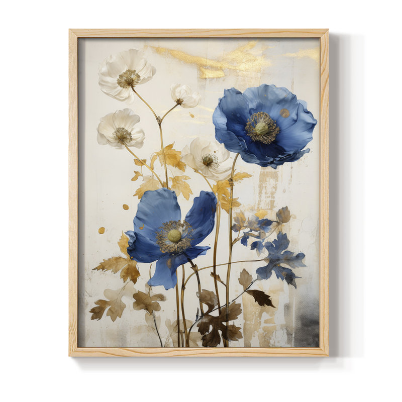 Reproduction encadrée FLORAL Series LVII - bois massif, H 15 po x l 12 po