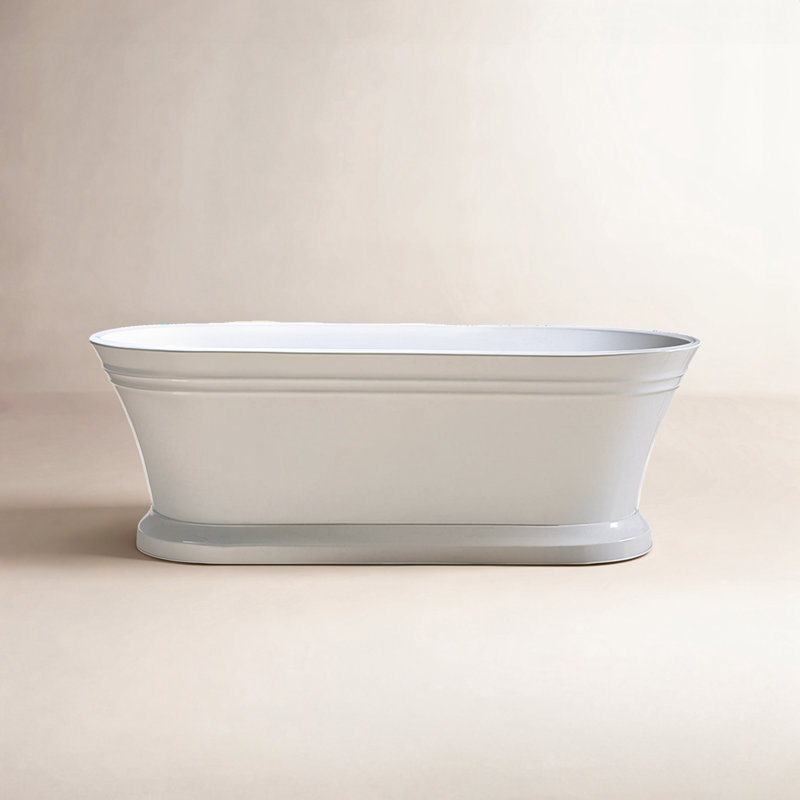 59" x 30" Freestanding Soaking Acrylic Bathtub, Pure White