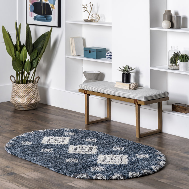 Hassan Geometric Blue Area Rug