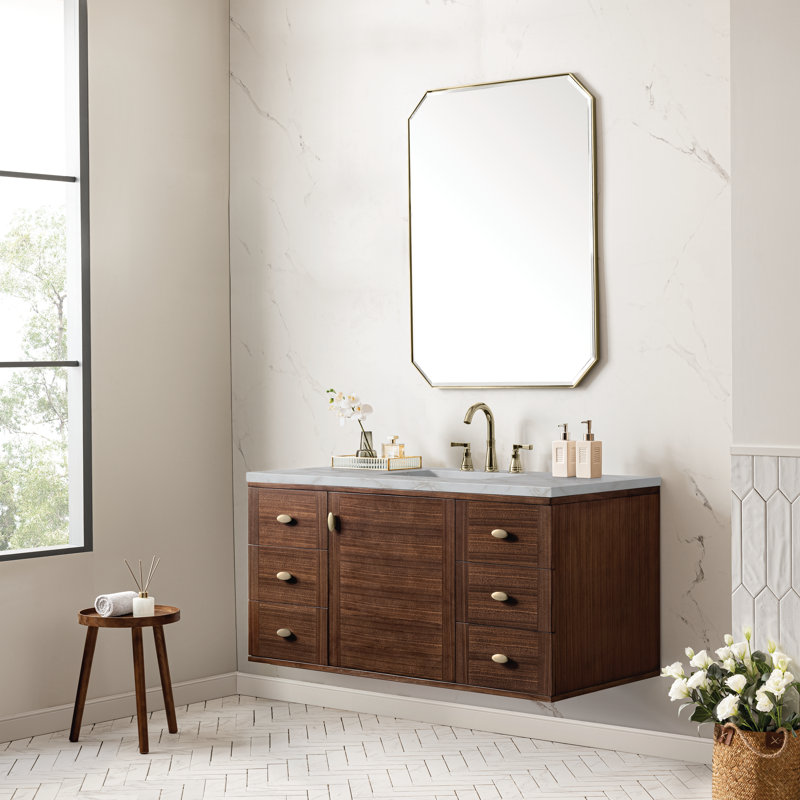 48'' Single Bathroom Vanity with Top, Victorian Silver, 8" Widespread