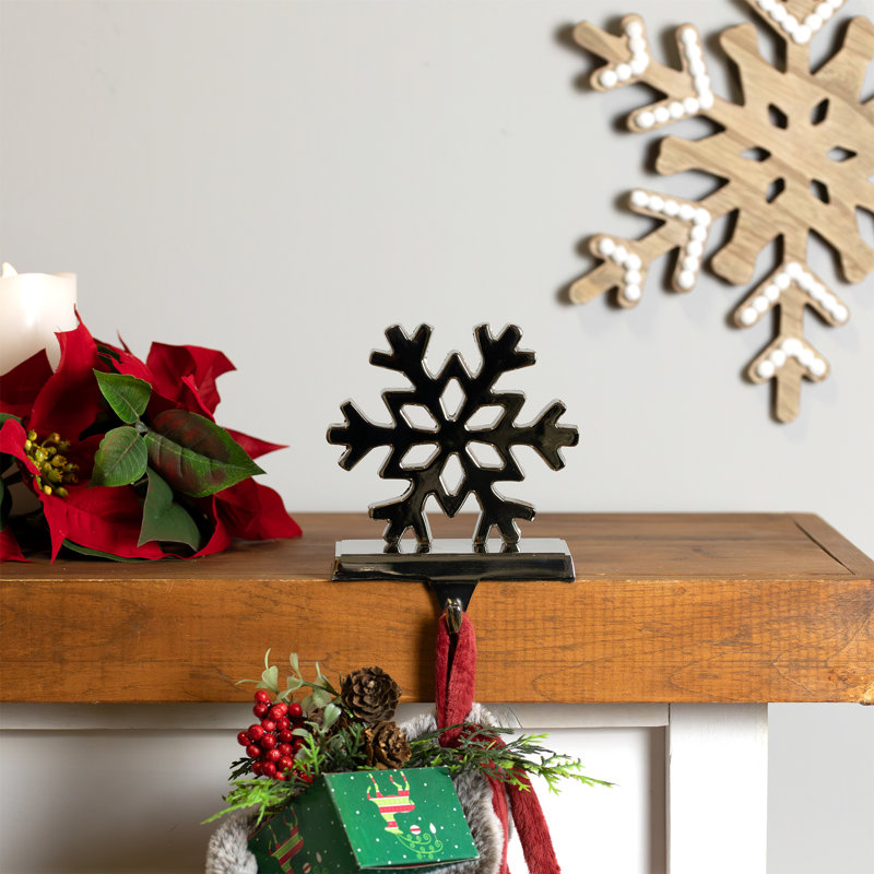 Silver Snowflake Metal Christmas Stocking Holder - 5"
