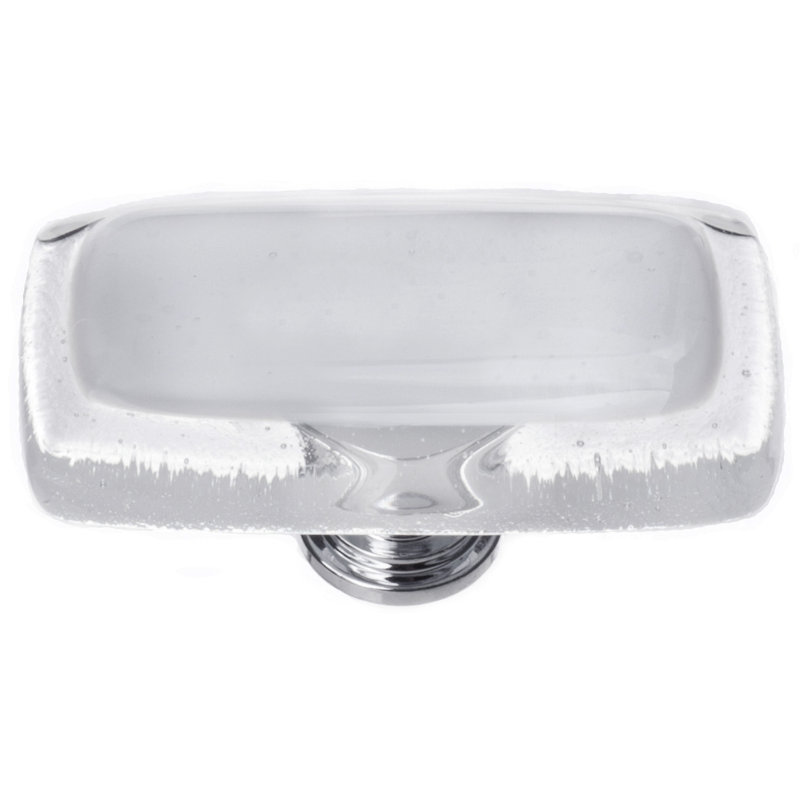Reflective Rectangular Knob, Blue-Grey, Satin Nickel