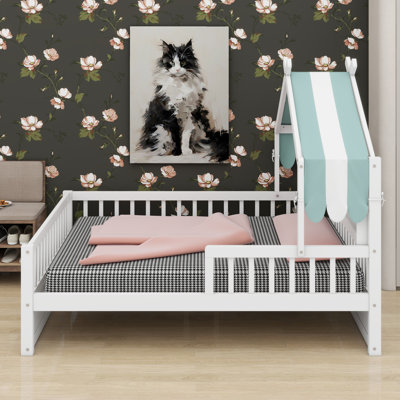 Children's Bed Frame Featuring a Bookshelf Headboard