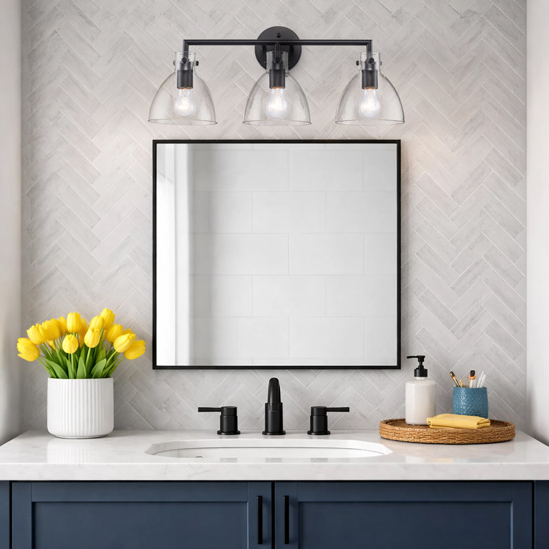 Éclairage pour meuble-lavabo à intensité variable 3 lumières Martins, Noir