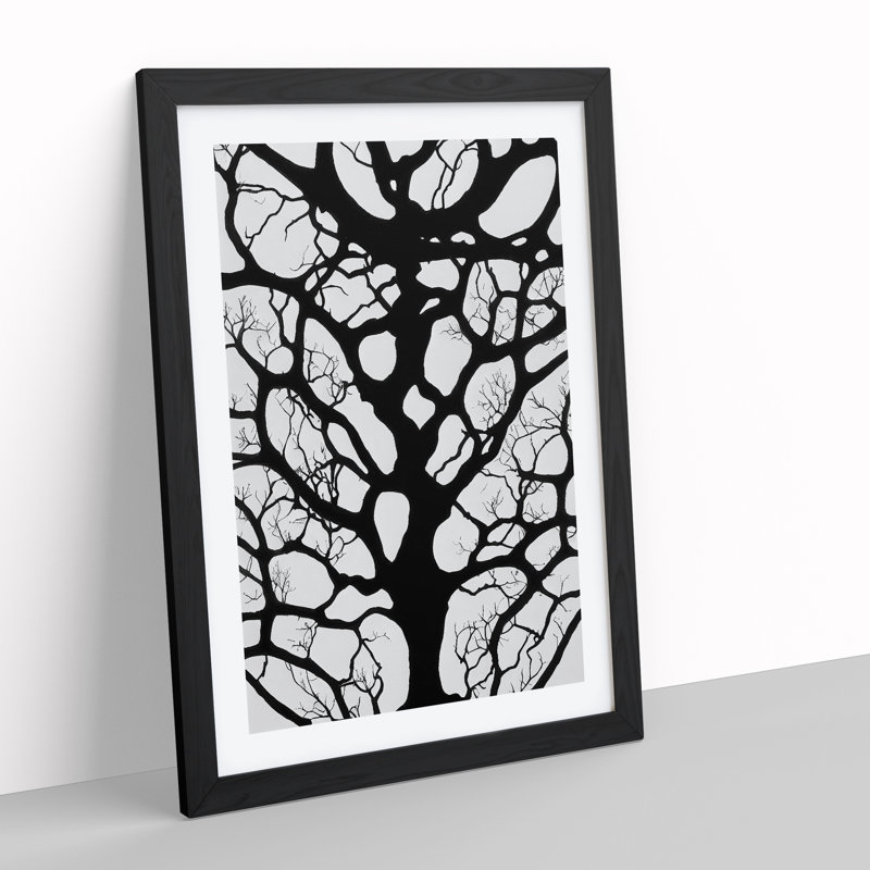 A Monochrome Tree No.4 - Single Picture Frame Print, 64cm H x 46cm W x 2cm D, Black Framed