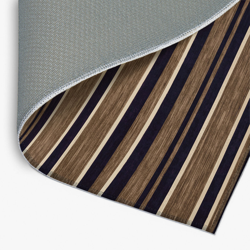 HorizontalStripes Brown Indoor and Outdoor Area Rug, Rectangle 4' x 6'