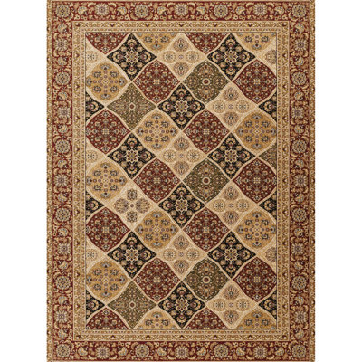 87 po Profondeur, largeur 63, largeur, tapis traditionnel rouge avec panneau et motifs floraux, fait à la machine pour les zones à forte circulation, tapis rectangulaire de style 28,9 lb, envers en jute, chambres douces idéales