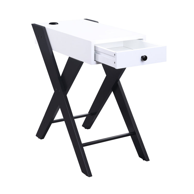 Accent Table With USB Charging Dock, White