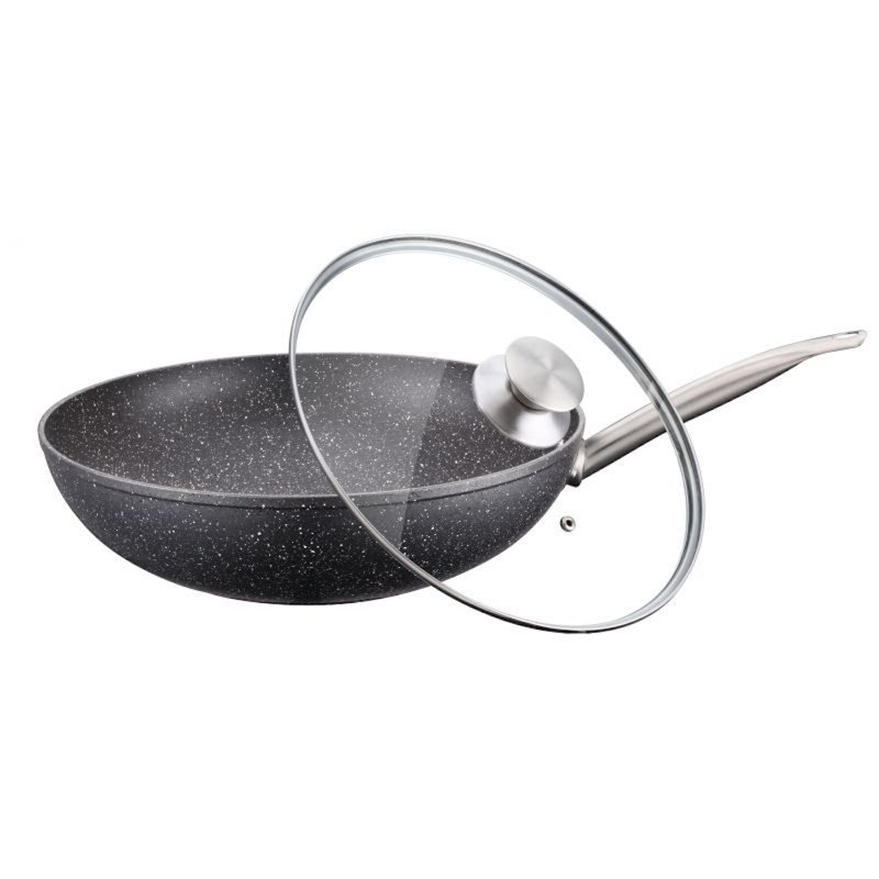 Wok en aluminium forgé avec revêtement de granit Peteroff, 32 pouces de diamètre