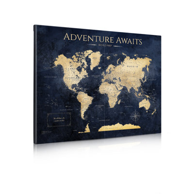 Carte du monde, peinture sur toile pour décoration murale, carte du monde épinglable pour marquer les voyages, grande impression de carte du monde pour la maison, le bureau, le bureau et le véhicule récréatif, prête à être accrochée
