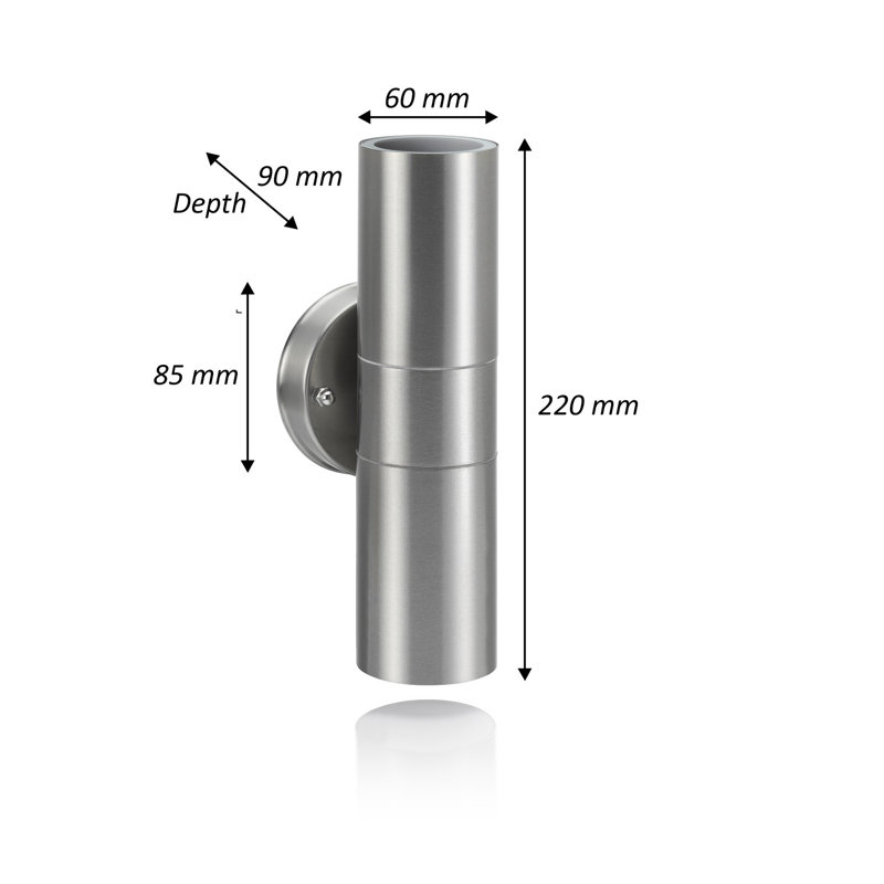 Fyfe 2 - Bulb Outdoor Flush Mount, 22cm H x 8.5cm W x 9cm D, Stainless Steel