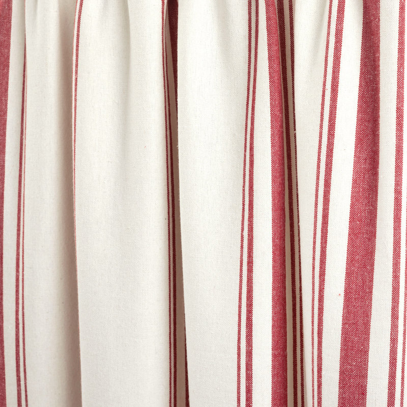 Red and White Striped Cotton Rod Pocket Window Valance