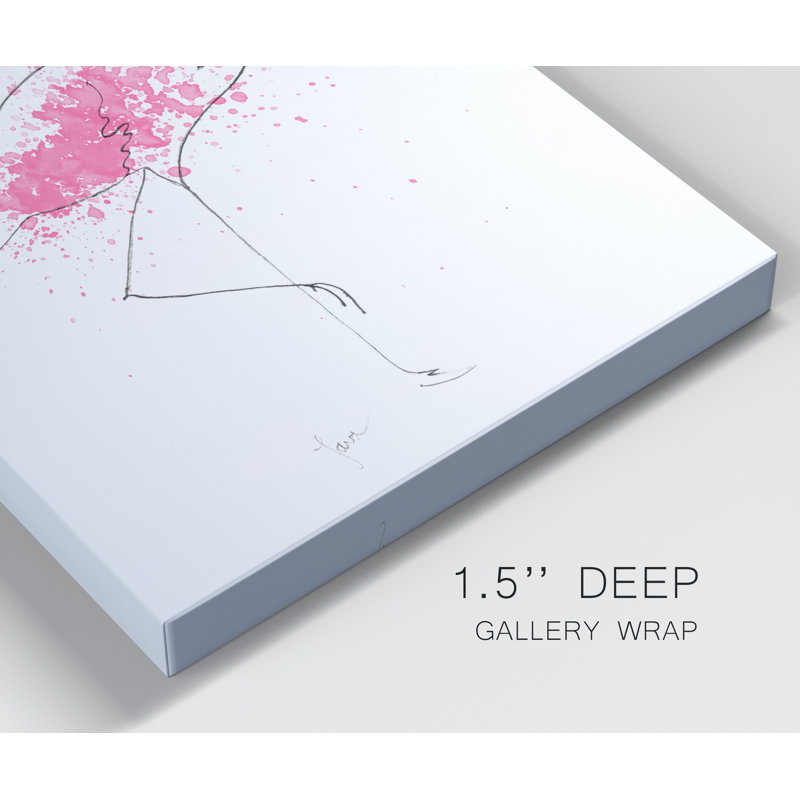 «Flamingo Splash I» par Tava Studios, reproduction d'art sur toile tendue, H 48 po x l 36 po x P 1 po