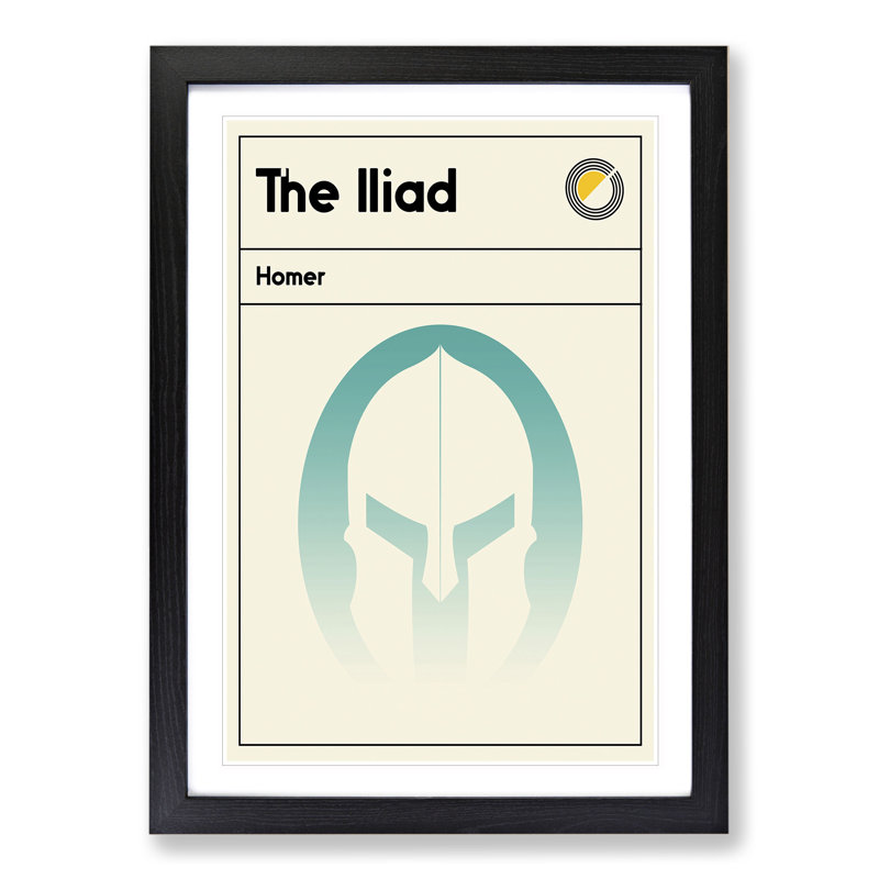 Book Cover the Iliad Homer - Picture Frame Graphic Art, 90cm H x 65cm W x 2cm D, Black