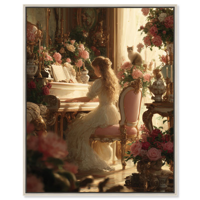 «Piano Blooms», reproduction d'art sur toile encadrée par Art Remedy, cadre argenté, 24 x 30