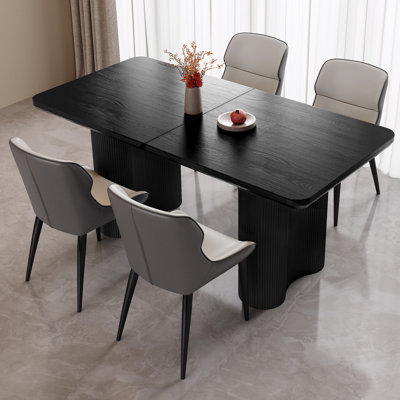 Modern Rectangular Black Dining Table Set For Kitchen, Bar, Living Room by Ivy Bronx