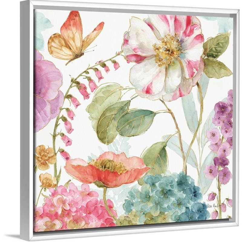 «Rainbow Seeds Flowers II» par Audit Lisa - reproduction d'art sur toile, H 32 po x l 32 po x P 2 po, Toile blanche encadrée